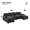 110*55" Modern Modular U-shaped Sectional Sofa with Waist Pillows,6 Seat Upholstered Symmetrical Indoor Furniture