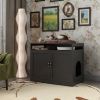 Litter Box Enclosure, Cat Litter Box Furniture with Hidden Plug, 2 Doors,Indoor Cat Washroom Storage Bench Side Table Cat House